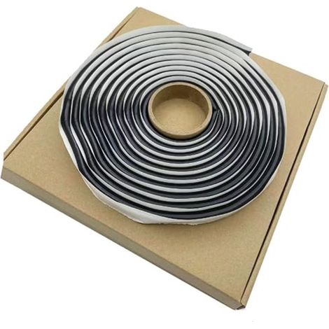 Ruban Butyle Étanche, Joint Mastic d'Etanchéité en Cordon Préformé, Adhésif Noir Rond, Env. 9mm x 4m, Boîte Incluse, Pare-Brise, Feux de Voiture et Cadre de Porte (1/5)