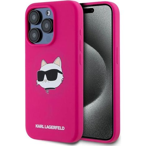 Funda rígida Karl Lagerfeld KLHMP15LSCHPPLF para iPhone 15 Pro de 6,1 pulgadas, color rosa/fucsia, con cabezal de silicona y MagSafe. (1/5)