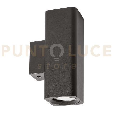 GAP541 APPLIQUE A PARET IN ALLUMINIO IP20 QUADRATO BIEMISSIONE 2 LUCI ATTACCO GU10 NERO SATINATO