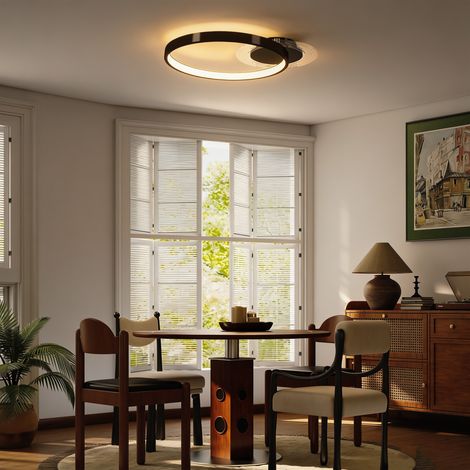 Lámpara de techo LED moderna de 40 W con 2 soportes y cristal ajustable, color negro.