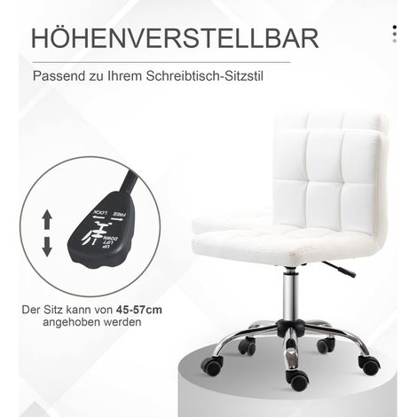 Ergonomischer Bürostuhl ohne Armlehnen aus Bonded Leather, höhenverstellbar, Weiß (1/5)