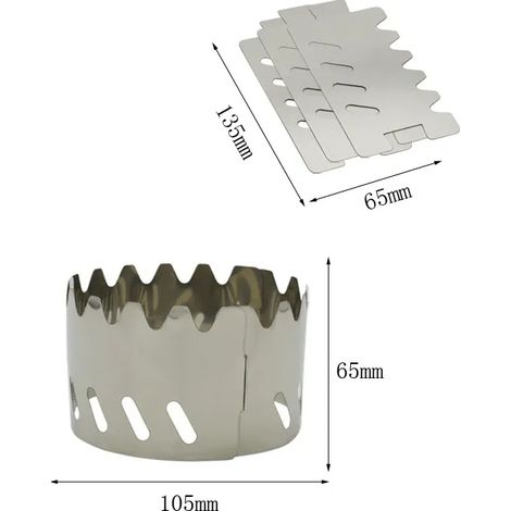 Réchaud à alcool portable 2 en 1 en titane avec support et pare-vent, ultraléger, pour le camping, la randonnée et le trekking. (1/5)