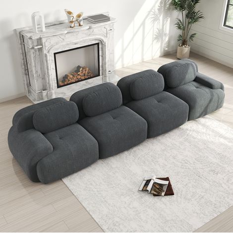 Modulares 4-Sitzer-Sofa aus Cord, ohne Montage, Grau HAVRYA (1/5)