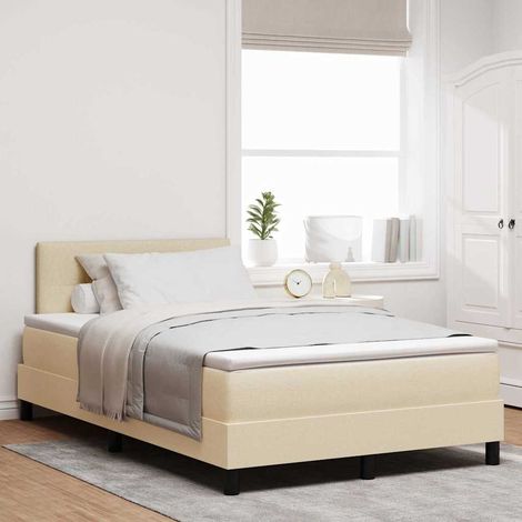 Letto box spring con materasso Crema 120 x 200 cm Tessuto vidaXL (1/5)
