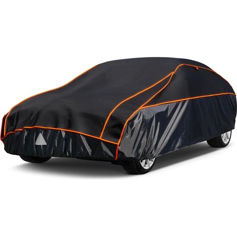 Bâche Voiture Anti-grêle Étanche, Housse de Protection Voiture Extérieur Contre Pluie Poussière Soleil, Bâche Contre la Grêle pour Berline 475 à 495 cm. 3XL Noir (1/5)