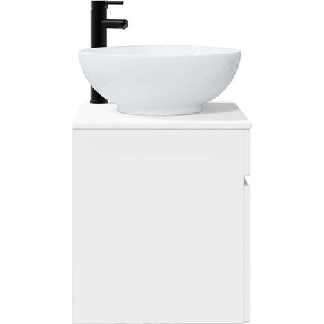Meuble Lavabo Suspendu pour Salle de Bain, 49 x 44.5 x 66.5 cm, Blanc, Rangement Moderne avec Vasque Intégrée (1/5)