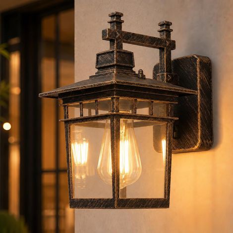 Lanterne Murale Extérieure, IP44 Étanche, Rétro E27, Applique Murale Extérieure avec Verre Transparent, Lampes Extérieures de Ferme Éclairage Applique Murale Extérieure Lumières de Porche pour Garage (1/5)