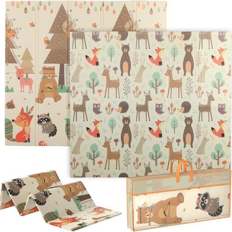 Tapis d'éveil pour bébé 196 x 176 x 1,5 cm, pliable, double face, multicolore (1/5)