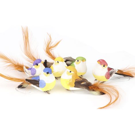 Lot de 12 jolis oiseaux artificiels décoratifs pour arbres et plantes. (1/5)