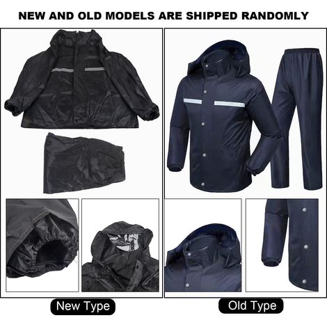 Ensemble de Pluie Homme Femme Imperméable en Tissu Oxford Épaissi avec Bandes Réfléchissantes, Taille XXL (1/5)