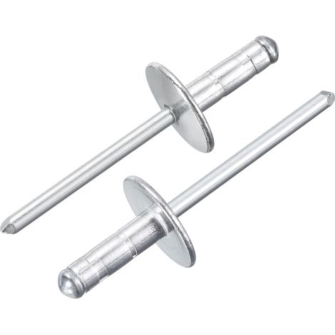 100 Pièces Rivets Aveugles En Aluminium 4.8 x 14 mm Tête Large Rivets À Emprise Multiple À Mandrin En Acier Pour Métal, Meubles, Automobile, Argenté (1/5)