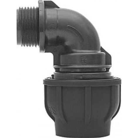 'PE TUBE ÜBERGANGSWINKEL 90 ° AVEC FILETAGE EXTÉRIEUR 32 MM X 3/4 AVEC DVGW GEBO 13093202