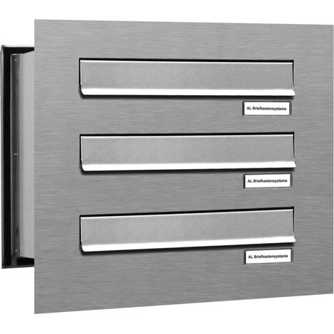 3er V2A Edelstahl Briefkastenanlage für Mauerdurchwurf (1/5)