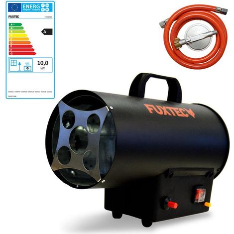 Generatore di calore a gas FUXTEC GH10 - 10 kW di potenza termica, 300 m³/h di portata d'aria calda, riscaldamento industriale gas butano - propano - adattatore italiano incluso (1/5)