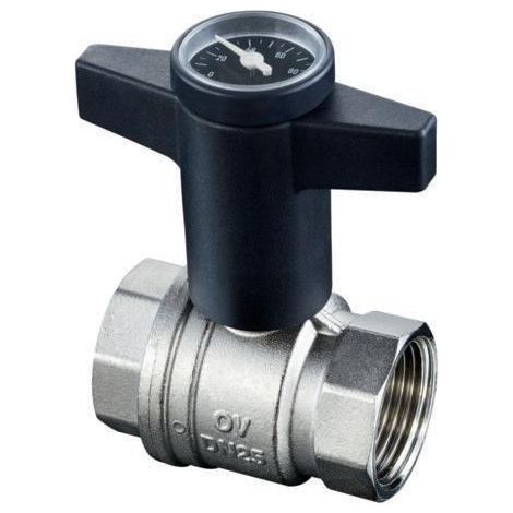 OV Knebelgriff-Kugelhahn Optibal PN 16, mit Thermometer DN 10 3/8Z (1/5)