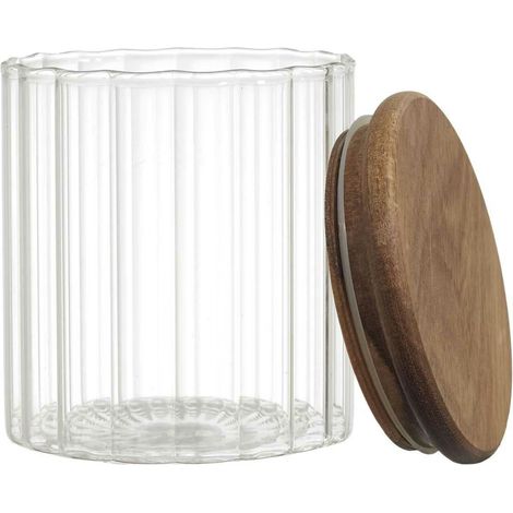 Vaso in vetro Arno con coperchio in acacia (1/5)