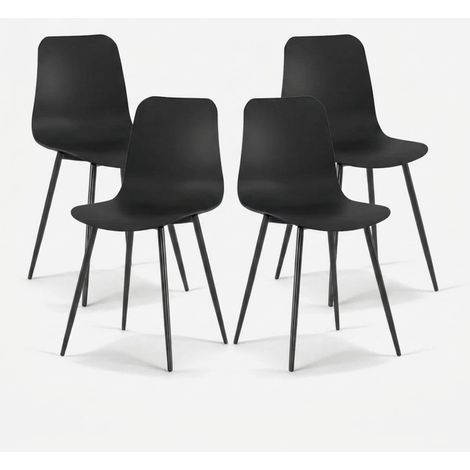 Set de 4 sillas de polipropileno para cocina y salón Wave - Negro (1/5)