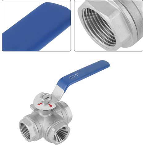 1 Stück Edelstahl-Kugelhahn SUS304, Dreiwege-L-Form, Innengewinde 1" DN25 (1/5)