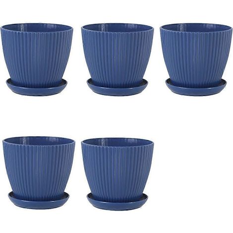 Pots de fleurs en plastique pour plantes, lot de 5 pots de 15 cm avec trous de drainage et soucoupe