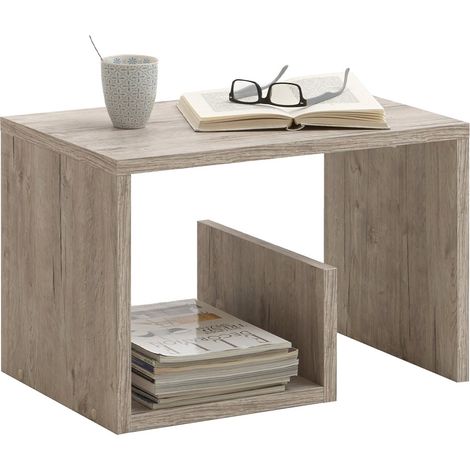 Bout de canapé avec range revues 59x36x38 cm chêne grisé (1/4)
