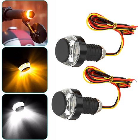 Clignotant LED 12 V pour moto, embout de guidon, blanc/jaune (1/5)