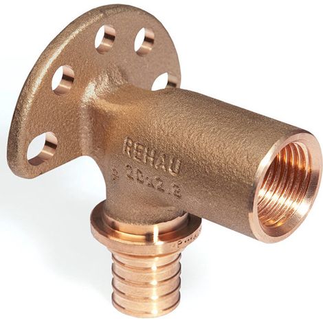 Rehau Wandwinkel Rautitan RXplus, 16mm x Rp 1/2", - 59 für Vorwandinstallation, Rotguss (1/2)