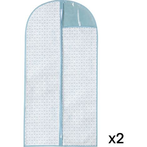 CASÂME - 2 housses pour vêtement blanc et bleu - H120 cm (1/3)