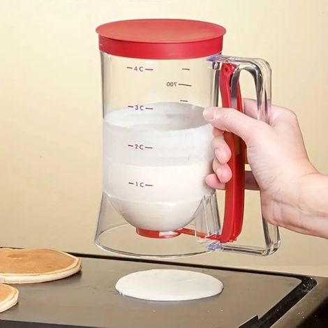 Separador masa Magdalenas Panqueques Galletas Pastel Gofres Dispensador masa Separador galletas Separador crema Taza medidora Utensilios (rojo) (1/4)