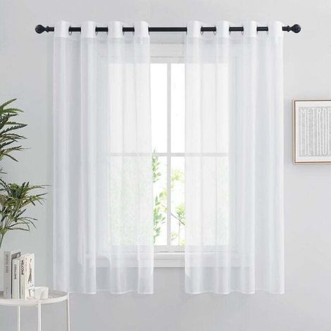 Rideaux voilages blanc Décoration intérieur 2pcs 132x160cm, organza, oeillets Ménages (chambre/cuisine) (1/4)