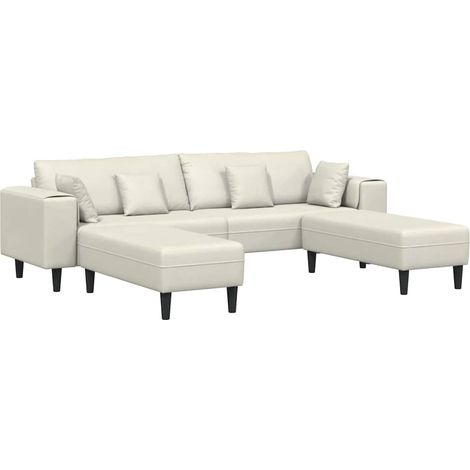 Velvet Sofa with Cushion 3 pcs Cream 208 cm Velvet vidaXL (1/5)