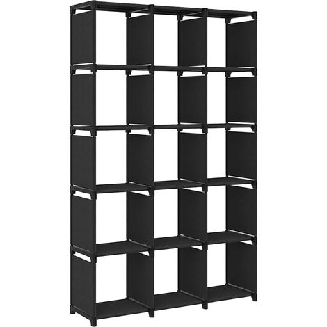 vidaXL Étagère d'affichage 15 cubes Noir 103x30x175,5 cm Tissu (1/5)