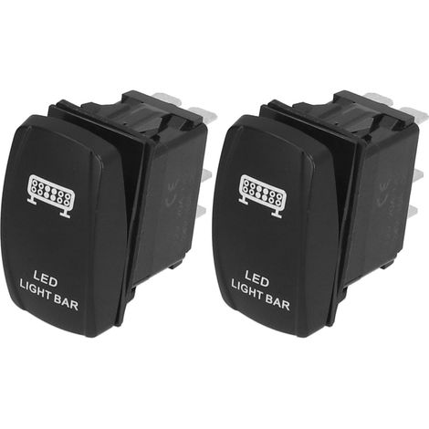 Lot de 2 interrupteurs à bascule étanches marche/arrêt pour voitures, bateaux et camions, modèle LED 5 broches 12-24 V (1/5)