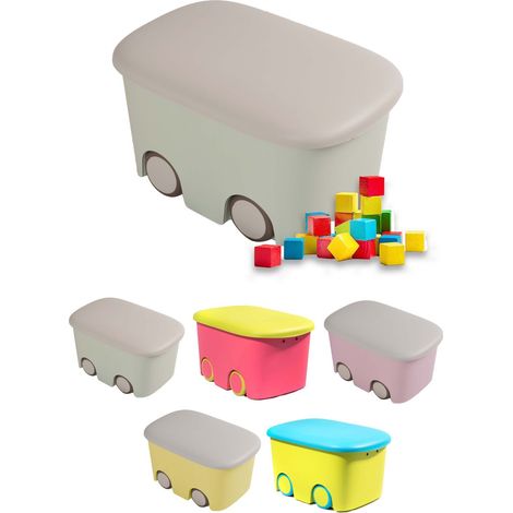 Caja de Ordenación Multiusos Bicolor con Ruedas Almacenamiento (1/5)