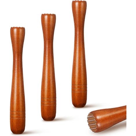 3-teiliger Stößel aus Holz für Cocktails, Cocktailstößel 19,5 cm lang (1/5)