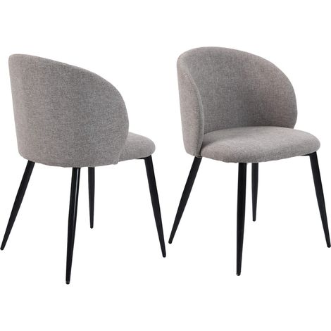Stühle Mobili Rebecca Cordia 81x54x56 Polylinen Stoff Metall Taupe Grau Schwarz Modern SET 2 Stück Teilweise Montiert (1/5)