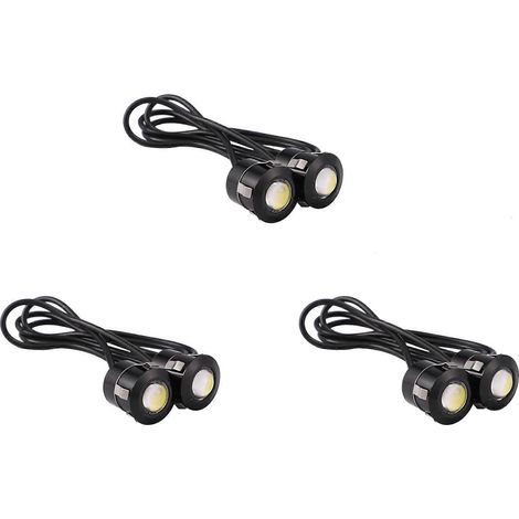 Lot de 6 feux de recul LED œil d'aigle, antibrouillards, lampe de route, lumière blanche 9W, noir (1/5)