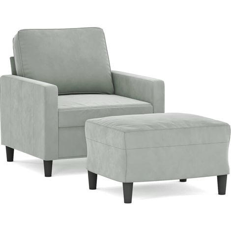 Maison Exclusive - Sessel mit Hocker Hellgrau 60 cm Samt