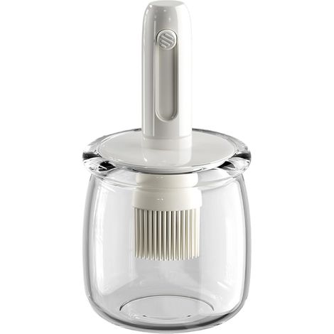 Bouteille distributrice d'huile d'olive, récipient à huile de cuisson rétractable avec brosse, facile à nettoyer, accessoire pour barbecue à la maison et au restaurant, 8,2 x 8,2 x 15,7 cm (1/5)