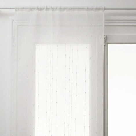 Atmosphera – Paire de voilages 60x120cm en polyester – Tissage texturé – Lavable en machine – Fixation ourlet passe tringle – Couleur blanc (1/2)