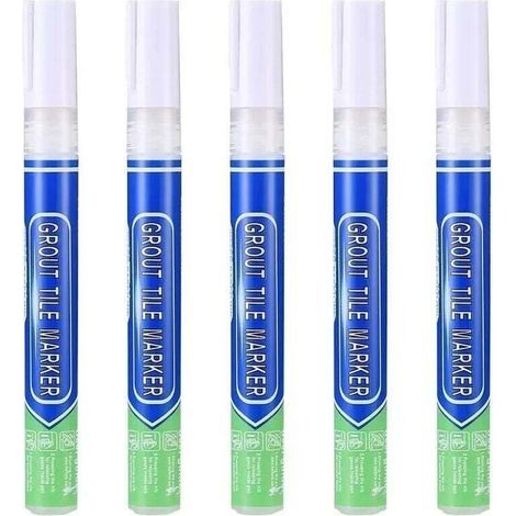 5 pièces de coulis blanc, imperméable, stylo réparation , pour carrelage mural, joint carrelage, sol, cuisine et salle bain (1/4)