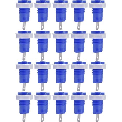 20Pcs Douilles Banane Adaptateur Borne de Liaison Laiton Soudure Type Mise à la Terre Borne 4mm 402 1KV 32A Bleu (1/5)