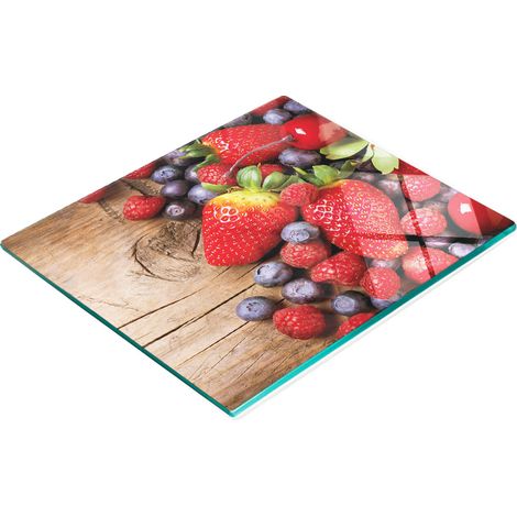 Tabla de cortar de cristal para cocina con estampado de frutas y bayas, de madera, 60x52 cm (1/5)