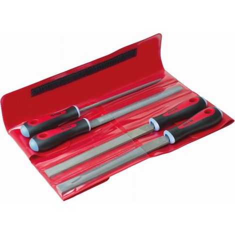 Feile-Set - 4 Bimatiere-Limetten 200mm - Handplatte - Rund- Halbrund (1/2)