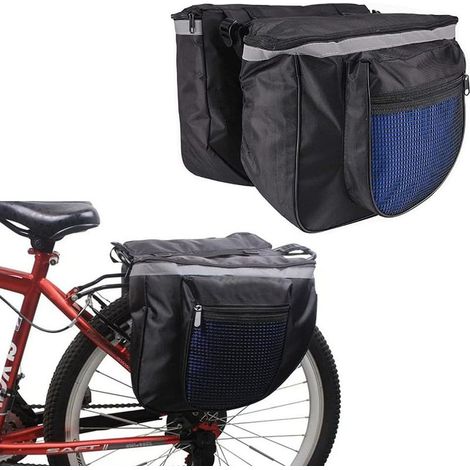 Gepäckträgertasche fürs Heck – Doppeltasche – 2 Fächer – Wasserdichtes Polyester – Reflektierende Streifen – Für Gepäckträger – 1 Stück (1/5)