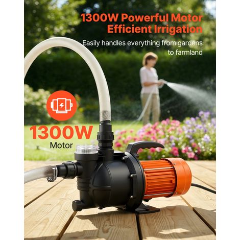 Pompe à Jet pour Puits Peu Profond 1300 W Pompe à Jet en PP Débit Max 4800 L/h pour Irrigation de Jardin et Arrosage de Pelouse, av… (1/5)