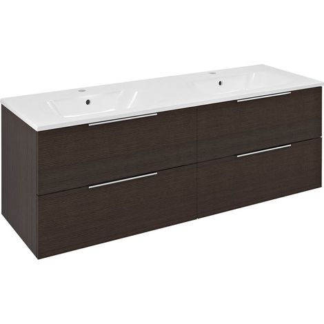 Meuble vasque CIRASA 139,6x52x46cm, pin rustique