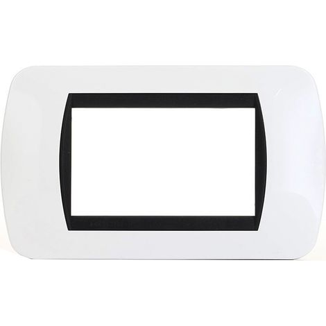 Placca Interruttore Luci Bianca 4 Moduli Compatibile Living Placchetta c6604wht (1/3)