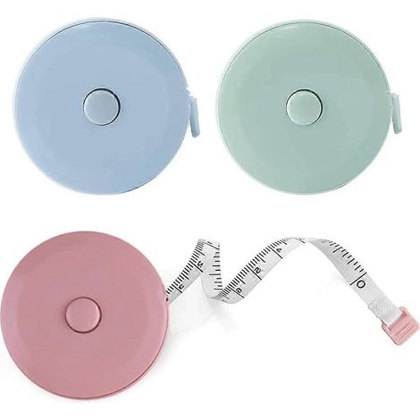 Lot de 3 mètres ruban rétractables pour la couture, ruban de mesure souple en PVC, 2 m avec échelle double face, porte-clés portable (1/4)