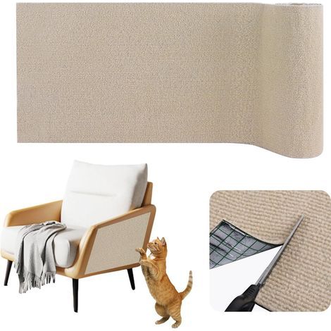 Adhesive Cat Scratching Mat, Durable Felt, Sofa and Wall Protection, 40cm x 2m, Khaki (1/5)