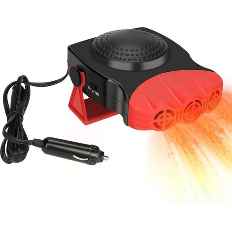 Calefactor para coche, 150 W, 12 V, enchufe para encendedor de cigarrillos, calefactor/ventilador portátil 2 en 1, calefacción/refrigeración, desempañador de parabrisas (rojo) (1/5)